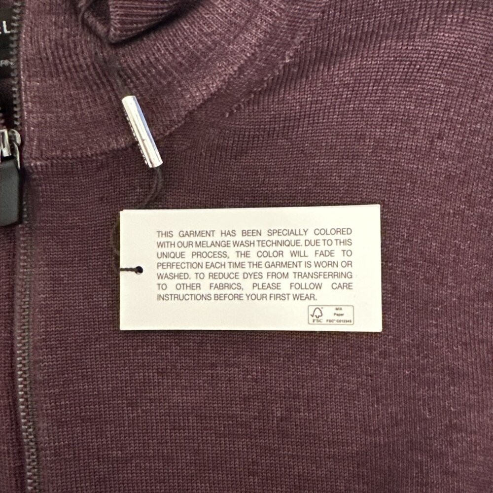 Michael Kors Men’s XXL Sweater Half Zip Merlot 100% Extrafine Merino Wool - Picture 10 of 11